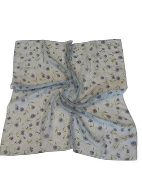 Floral Square Scarf 20" Colorful Purple Ditsy Floral Boho Cottagecore Shiny